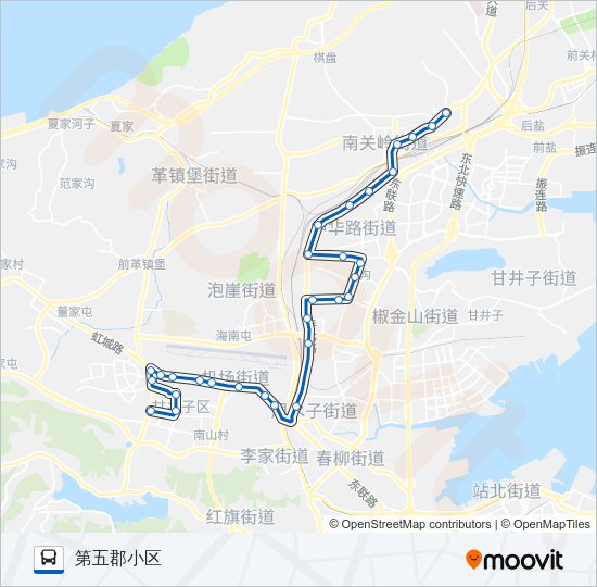 公交第五郡-姚家路的线路图