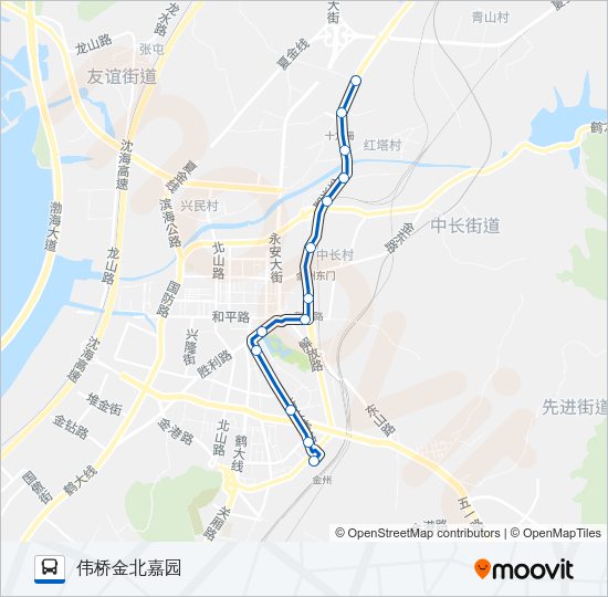 公交金州102路的线路图