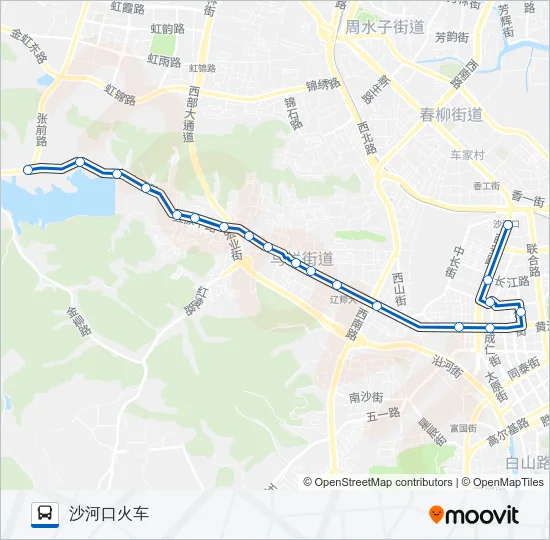 公交705区间车路的线路图