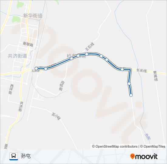 公交瓦房店4孙屯路的线路图