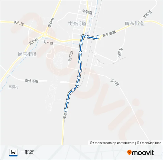 公交瓦房店2一职高路的线路图