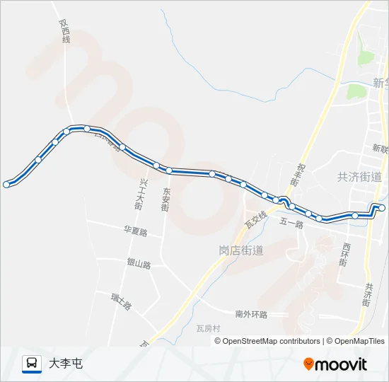 公交瓦房店3大李屯路的线路图