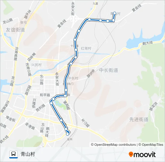 金州102路加车 Bus Line Map
