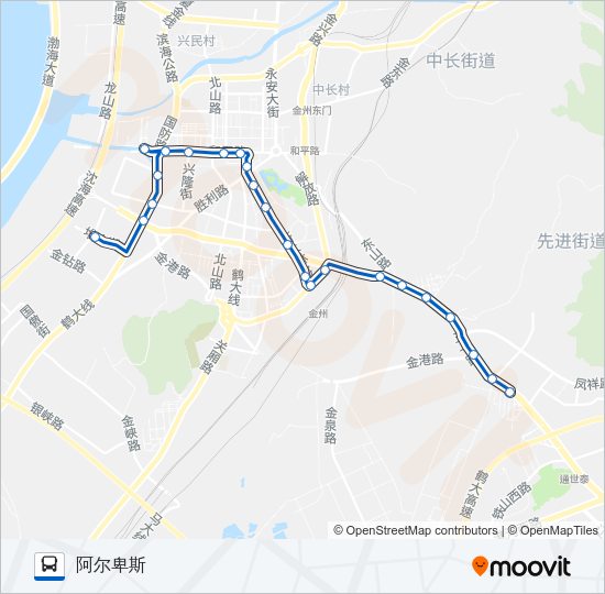 公交金州105加车路的线路图