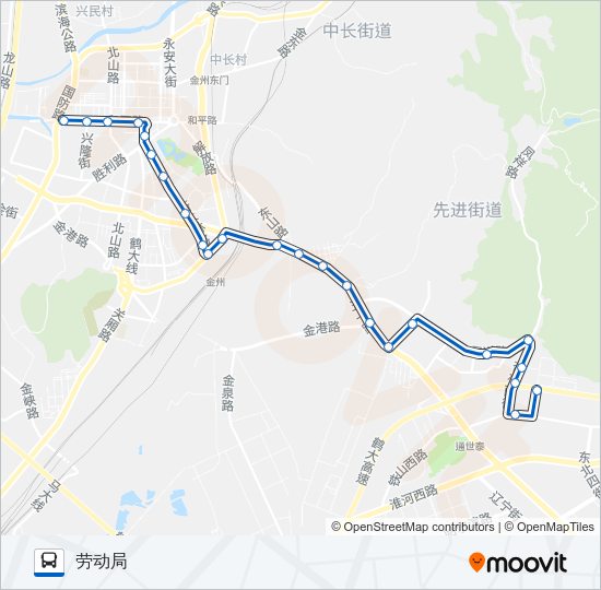 公交金州105支线路的线路图