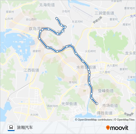 公交旅顺口22后泥河路的线路图