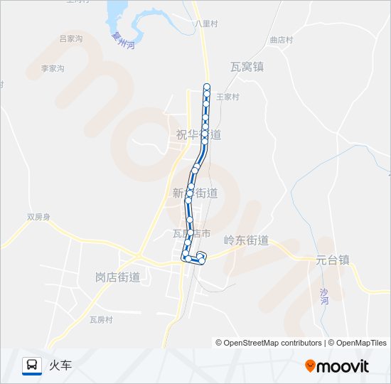 公交瓦房店1景雄轴承路的线路图