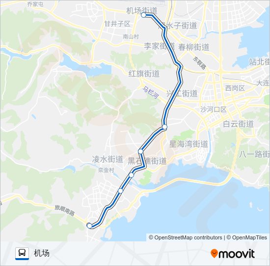 公交大连公交机场专3号线路的线路图