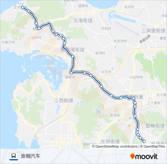 公交旅顺口22艾子口加车路的线路图
