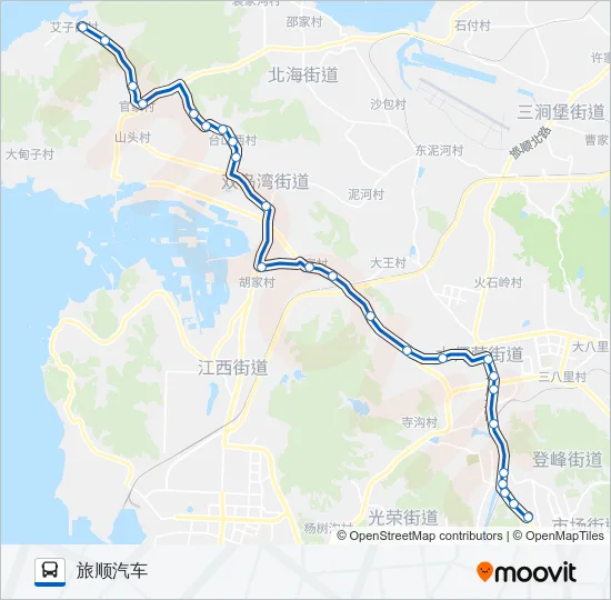 旅顺口22路艾子口加车 Bus Line Map