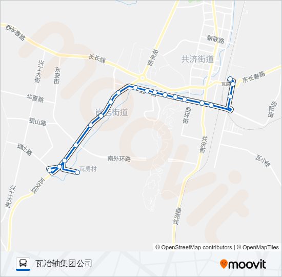 公交瓦房店5瓦冶轴集团公司路的线路图