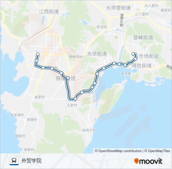 公交旅顺口19(文家村加车)路的线路图