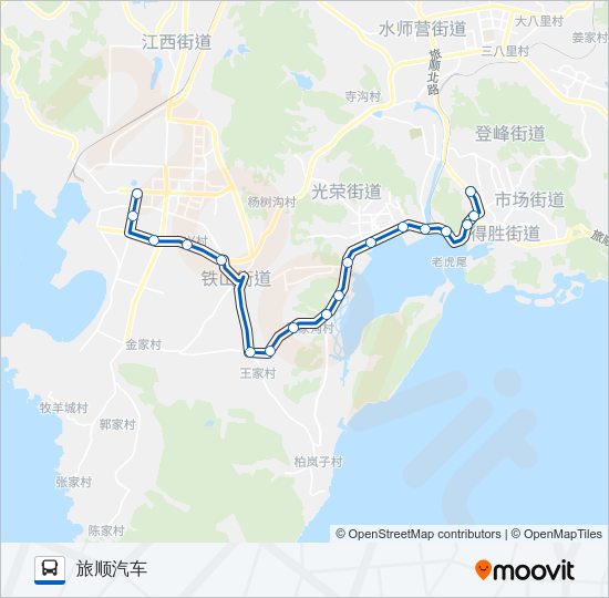 公交旅顺口19(文家村加车)路的线路图