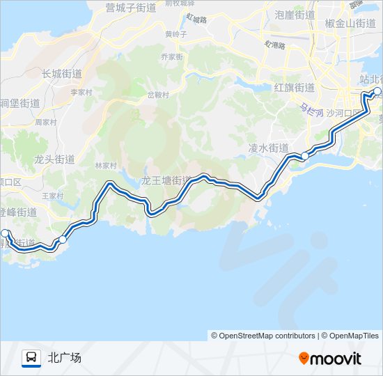 站北广场-旅顺(大站快车) Bus Line Map