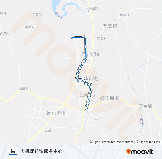 瓦房店15路大机床铸造服务中心 Bus Line Map