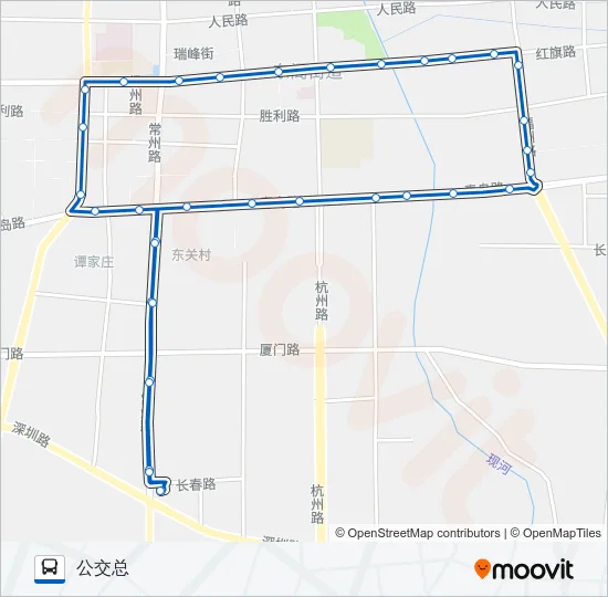 平度1路东线 Bus Line Map