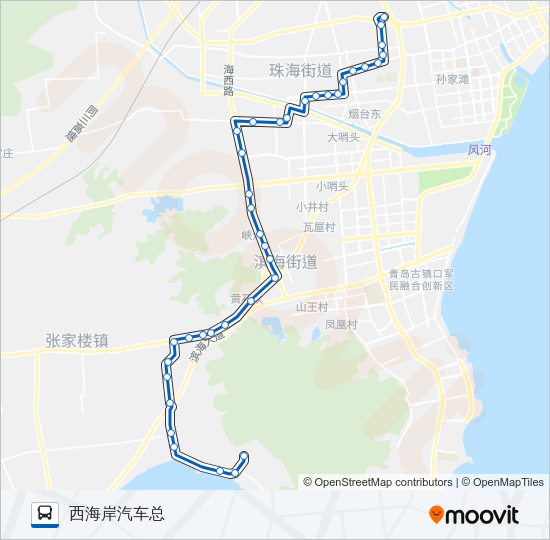 公交胶南103B路的线路图
