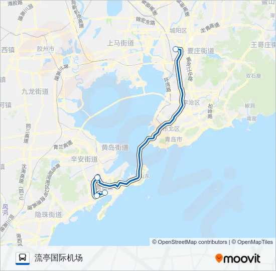 公交机场巴士黄岛专路的线路图