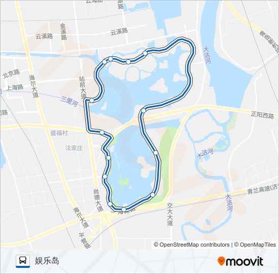 公交胶州501环湖旅游线内环路的线路图