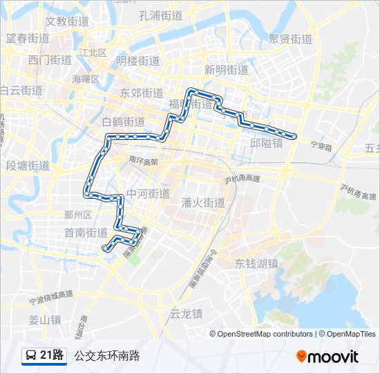 公交21路的线路图