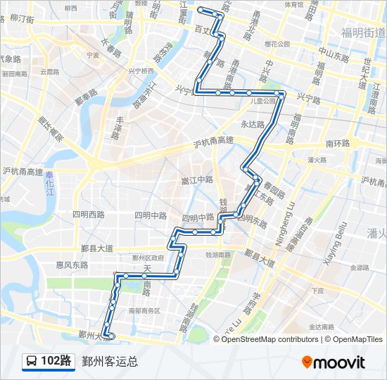 公交102路的线路图