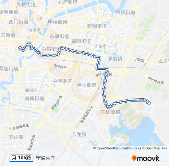 公交106路的线路图
