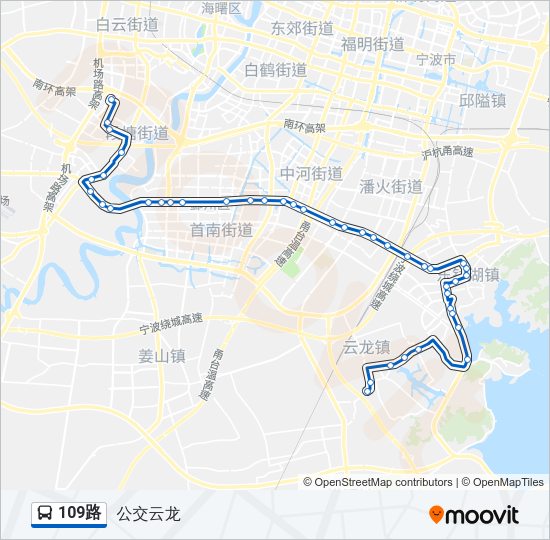 公交109路的线路图