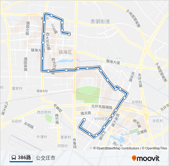 公交386路的线路图