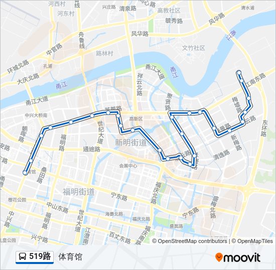 公交519路的线路图