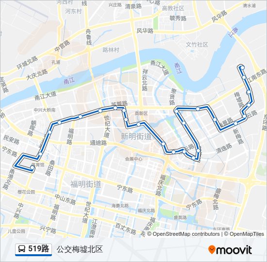 公交519路的线路图