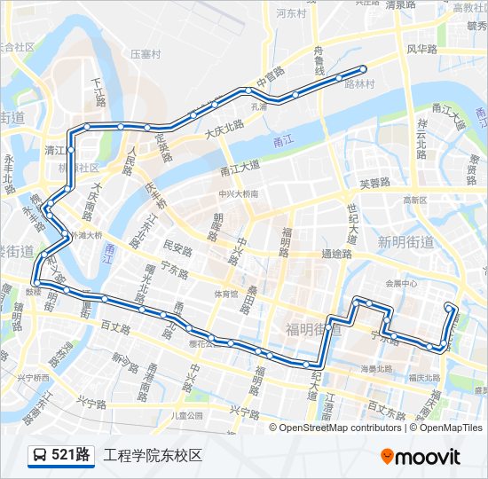 公交521路的线路图