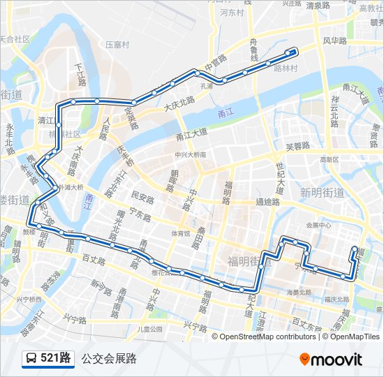 公交521路的线路图