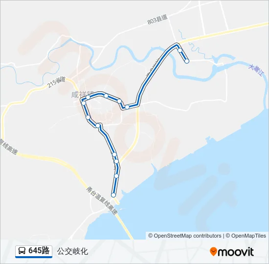 645路 Bus Line Map