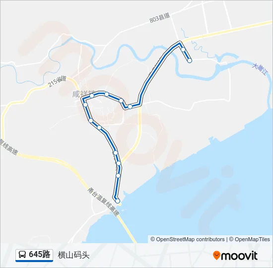 645路 Bus Line Map