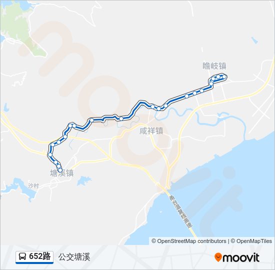 公交652路的线路图