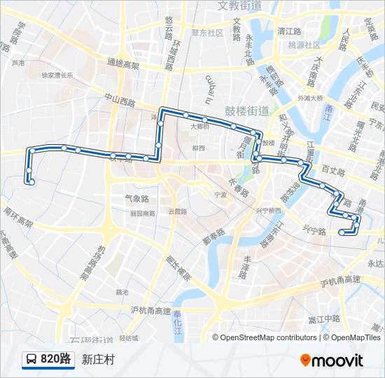 公交820路的线路图