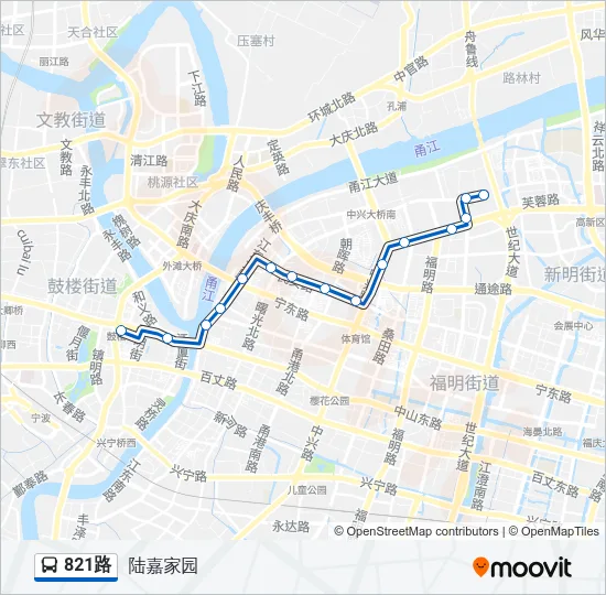 公交821路的线路图