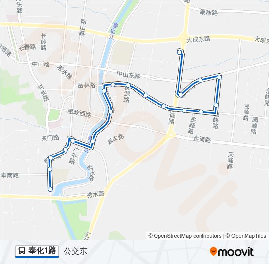 公交奉化1路的线路图