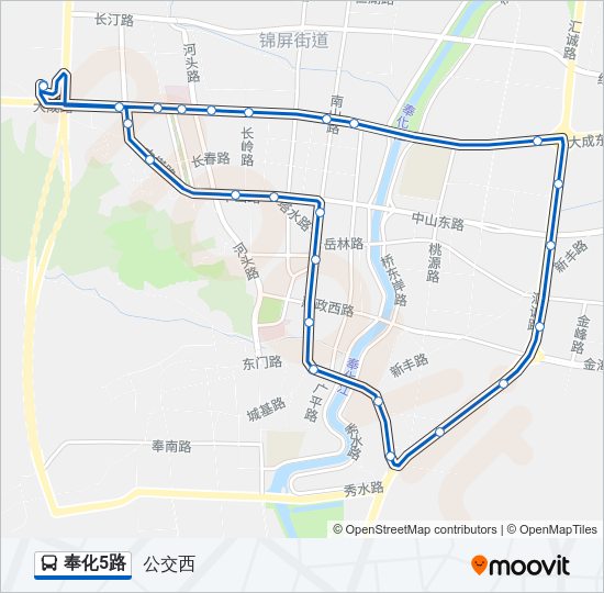 公交奉化5路的线路图