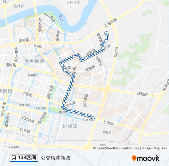 公交133区间路的线路图