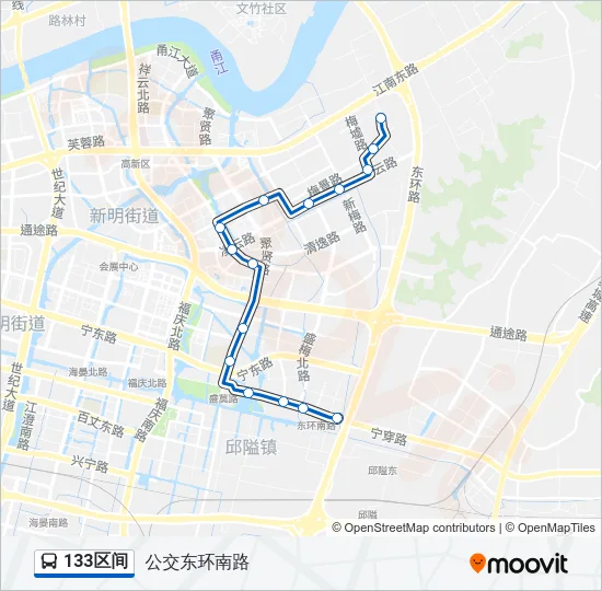 公交133区间路的线路图