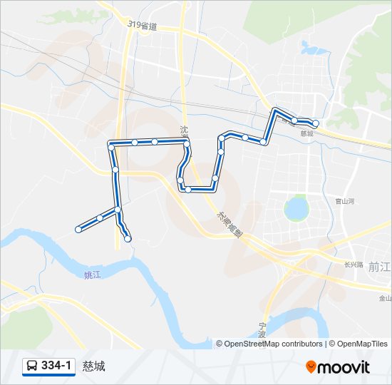 公交334-1路的线路图