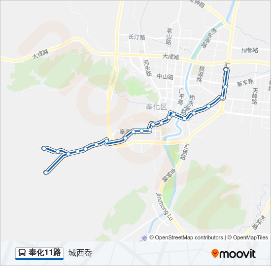 公交奉化11路的线路图