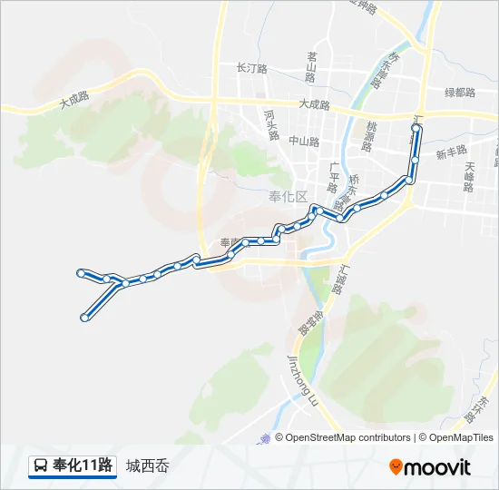 公交奉化11路的线路图