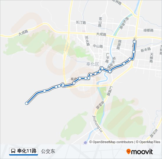 公交奉化11路的线路图