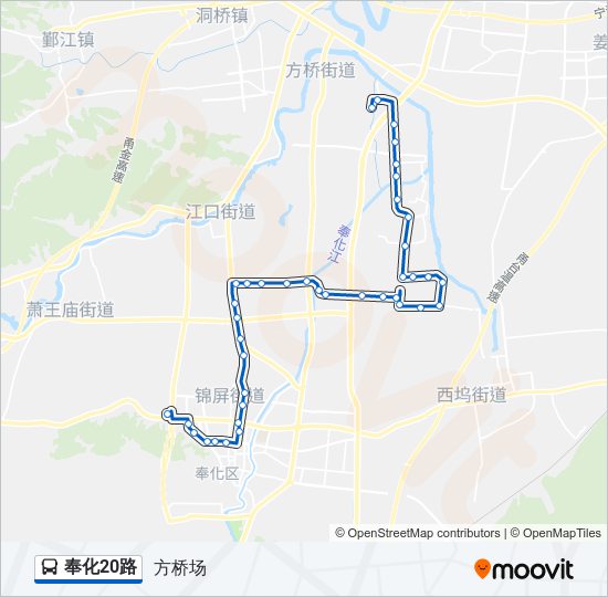 奉化20路路线:日程,站点和地图