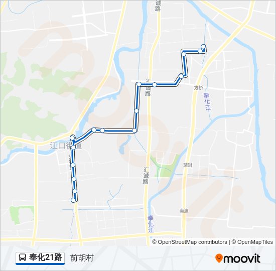公交奉化21路的线路图