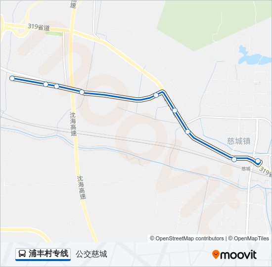 公交浦丰村专路的线路图