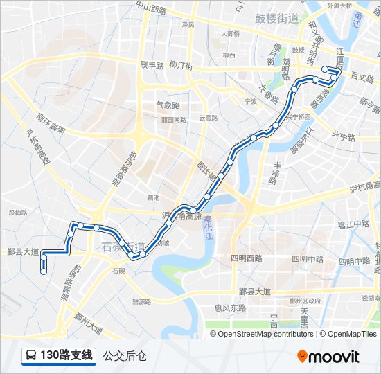 公交130支线路的线路图