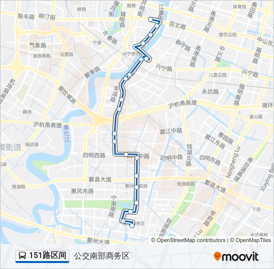 公交151区间路的线路图